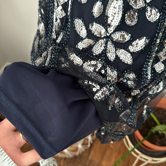 Minuet Navy Long-sleeve Embellished Dress - Picture 4 of 9